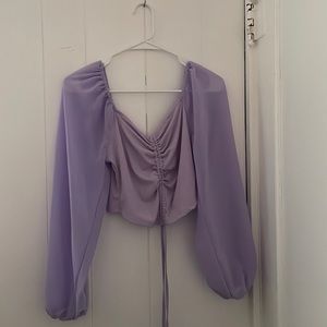SHEIN Long Puff Sleeve Cropped Shirt                         Size:Medium;US: 6